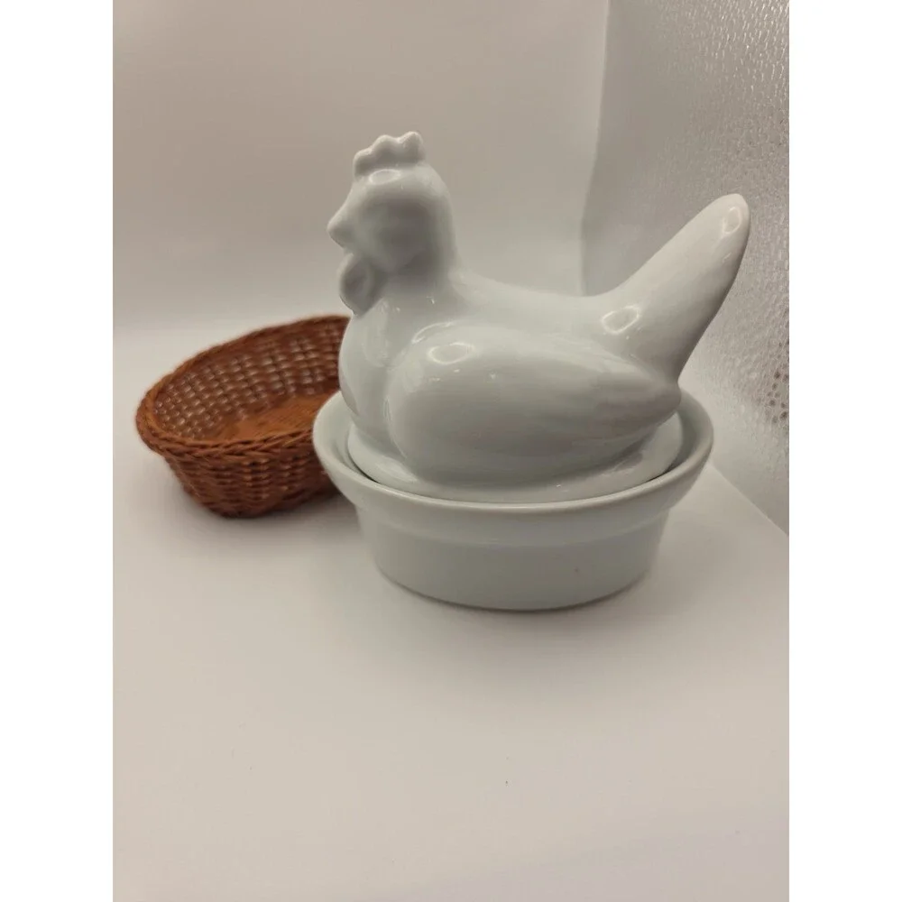 Individual Ceramic Chicken Covered Casserole Baking Dish